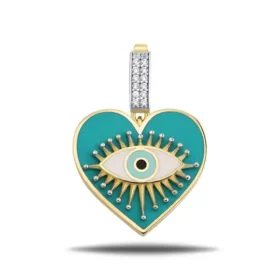 Altın Yeşil Kalp Kolye Ucu