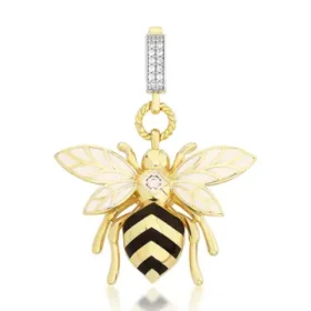 Bee Mine Altın Arı Beyaz Taşlı Kolye Ucu
