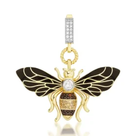 Bee Mine Altın Arı Beyaz Taşlı Kolye Ucu