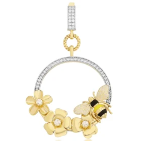 Bee Mine Altın Arı Çiçek Kolye Ucu