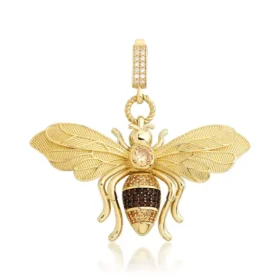 Bee Mine Altın Arı Renkli Taşlı Kolye Ucu
