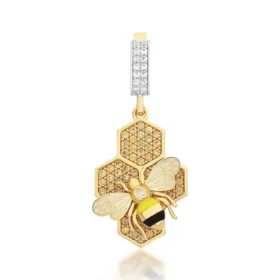 Bee Mine Altın Arı Petek Kolye Ucu