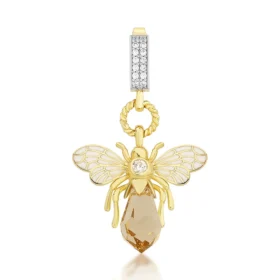 Bee Mine Altın Arı Renkli Taşlı Kolye Ucu