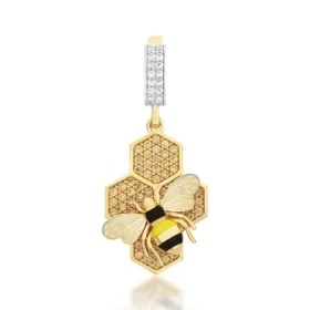 Bee Mine Altın Arı Petek Kolye Ucu