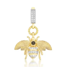 Bee Mine Altın Arı Renkli Taşlı Kolye Ucu
