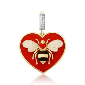 Bee Mine Altın Kırmızı Kalp Kolye Ucu