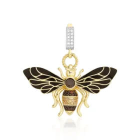 Bee Mine Altın Arı Renkli Taşlı Kolye Ucu