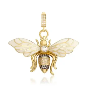 Bee Mine Altın Arı Taşlı Kolye Ucu