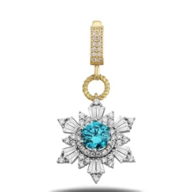 Altın Kar Tanesi Mavi Taşlı Kolye Ucu