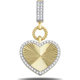 Altın Taşlı Kalp Kolye Ucu