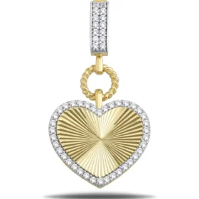 Altın Taşlı Kalp Kolye Ucu