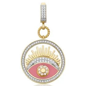 Altın Pembe Göz Kolye Ucu