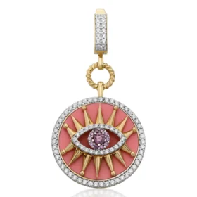 Altın Pembe Göz Kolye Ucu