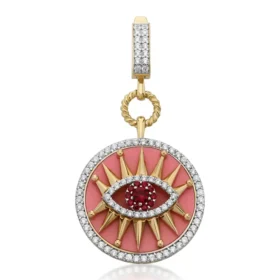 Altın Pembe Göz Kolye Ucu
