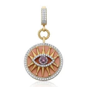 Altın Pembe Göz Kolye Ucu