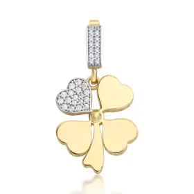 Altın Taşlı Yonca Kolye Ucu