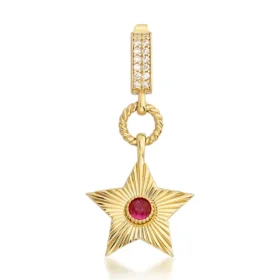 Altın Kırmızı Taşlı Yıldız Kolye Ucu