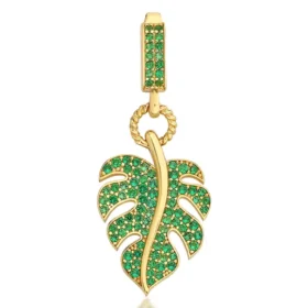 Altın Palmiye Yeşil Taşlı Kolye Ucu