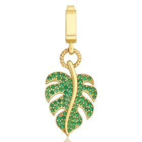 Altın Palmiye Yeşil Taşlı Kolye Ucu