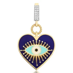Altın Lacivert Kalp Kolye Ucu