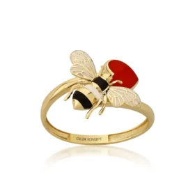 Bee Mine Altın Arı Kalpli Yüzük