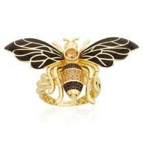 Bee Mine Altın Arı Renkli Taşlı Yüzük