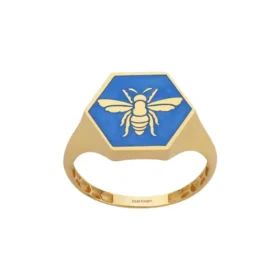 Bee Mine Altın Arı Mavi Mineli Yüzük