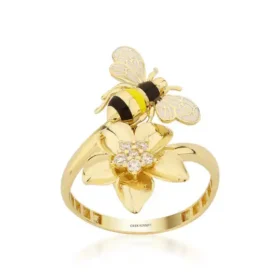 Bee Mine Altın Arı Çiçek Yüzük