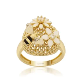 Bee Mine Altın Arı Çiçek Yüzük