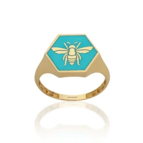 Bee Mine Altın Arı Turkuaz Mineli Yüzük