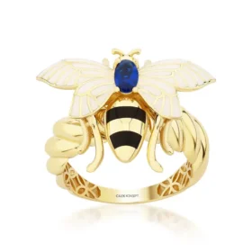 Bee Mine Altın Arı Lacivert Taşlı Yüzük