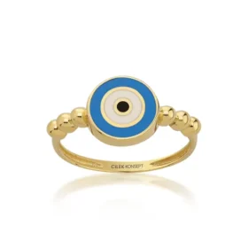 Altın Nazar Boncuğu Yüzük