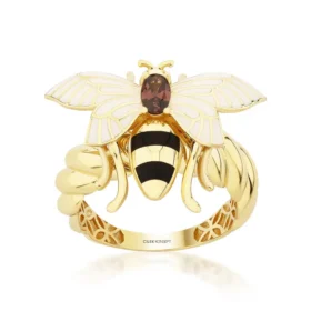 Bee Mine Altın Arı Kahverengi Taşlı Yüzük