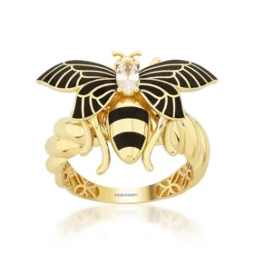 Bee Mine Altın Arı Beyaz Taşlı Yüzük