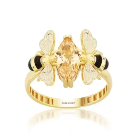 Bee Mine Altın Arı Turuncu Taşlı Yüzük