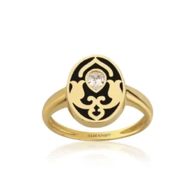 Altın Siyah Mineli Yüzük