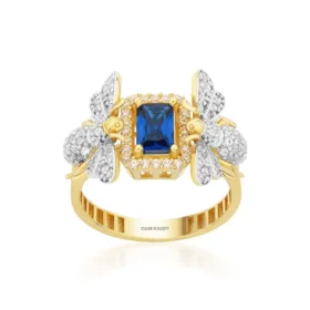 Bee Mine Altın Arı Lacivert Taşlı Yüzük