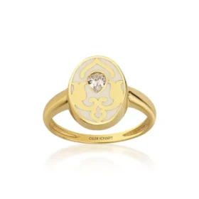 Altın Beyaz Mineli Yüzük