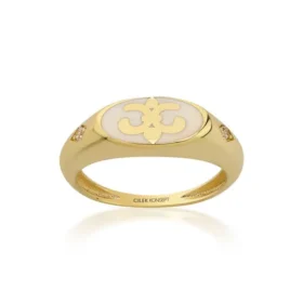 Altın Beyaz Mineli Yüzük