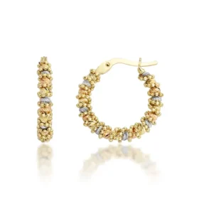 Altın Üç Renk Dorika Küpe