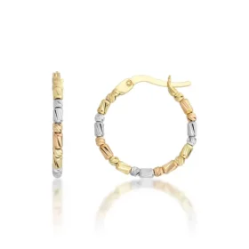 Altın Üç Renk Dorika Küpe