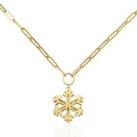 14 Ayar Altın Ataç Zincirli Kar Tanesi Kolye