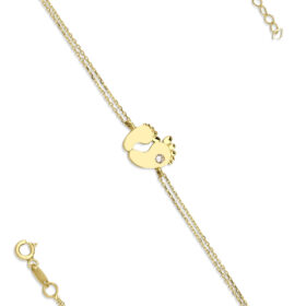 14 Ayar Altın Ayak İzi Bileklik