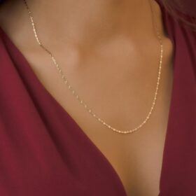 14 Ayar Altın Aynalı Kalem Valentino Zincir Kolye