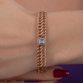 14 Ayar Altın Baget Taş Detaylı Otto Bileklik