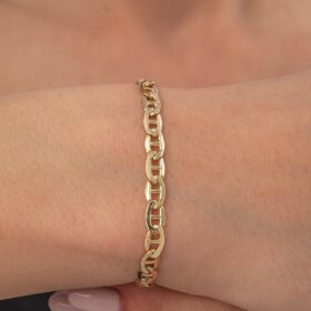 14 Ayar Altın Barlı Valentino Zincir Bileklik 5 mm