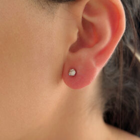 14 Ayar Altın Sarı Işıltılı Top Küpe Büyük