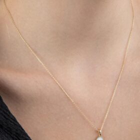 14 Ayar Altın Beyaz Mineli Kalp Kolye