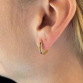 14 Ayar Altın Bombeli Halka Küpe 1