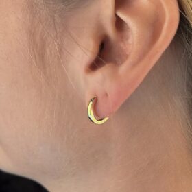 14 Ayar Altın Bombeli Kenar Köşeli Halka Küpe Orta